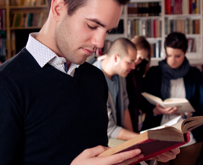 man reading, studious